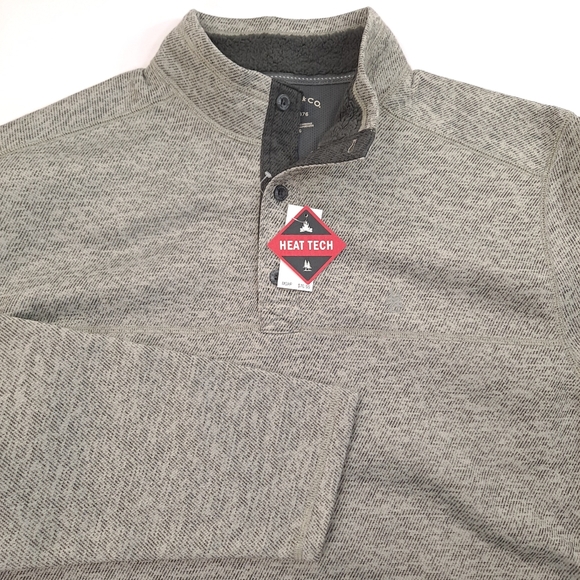 G.H. BASS Men's Sherpa Fleece Button Mock Sweater Moonstruck Heather Gray - 2X - Picture 4 of 10